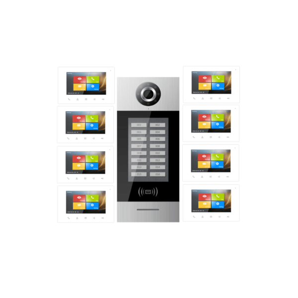8 Apartment Condo System 2 Wire Multi-Family Video Intercom